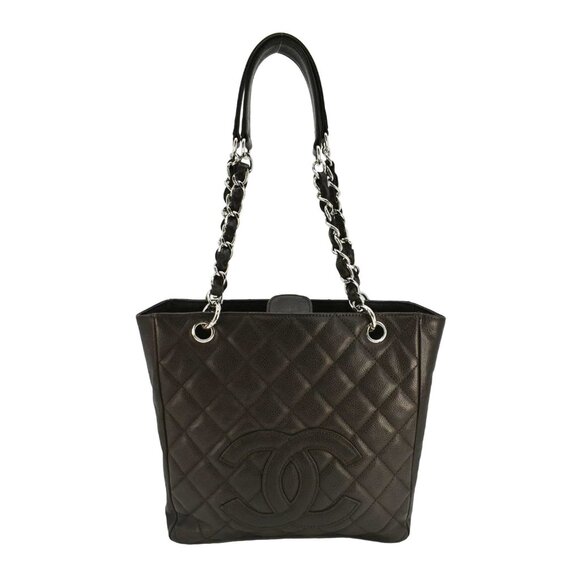Chanel  Petite Quilted Caviar Leather Shopping Tote Shoulder Bag Dark Brown - Picture 1 of 11